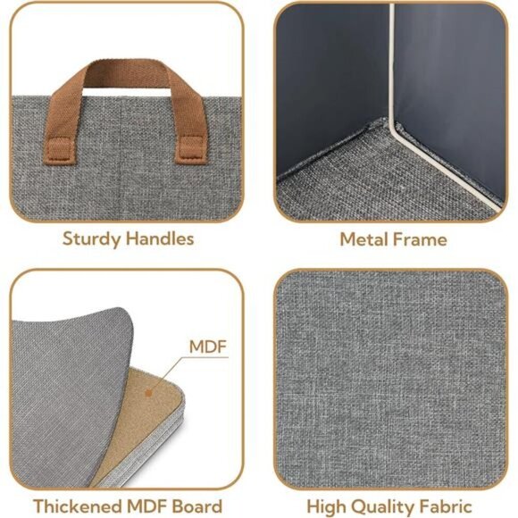 Large Fabric Storage Bins Set of 2 Closet Shelf Organizer with Metal Frame - Picture 5 of 7